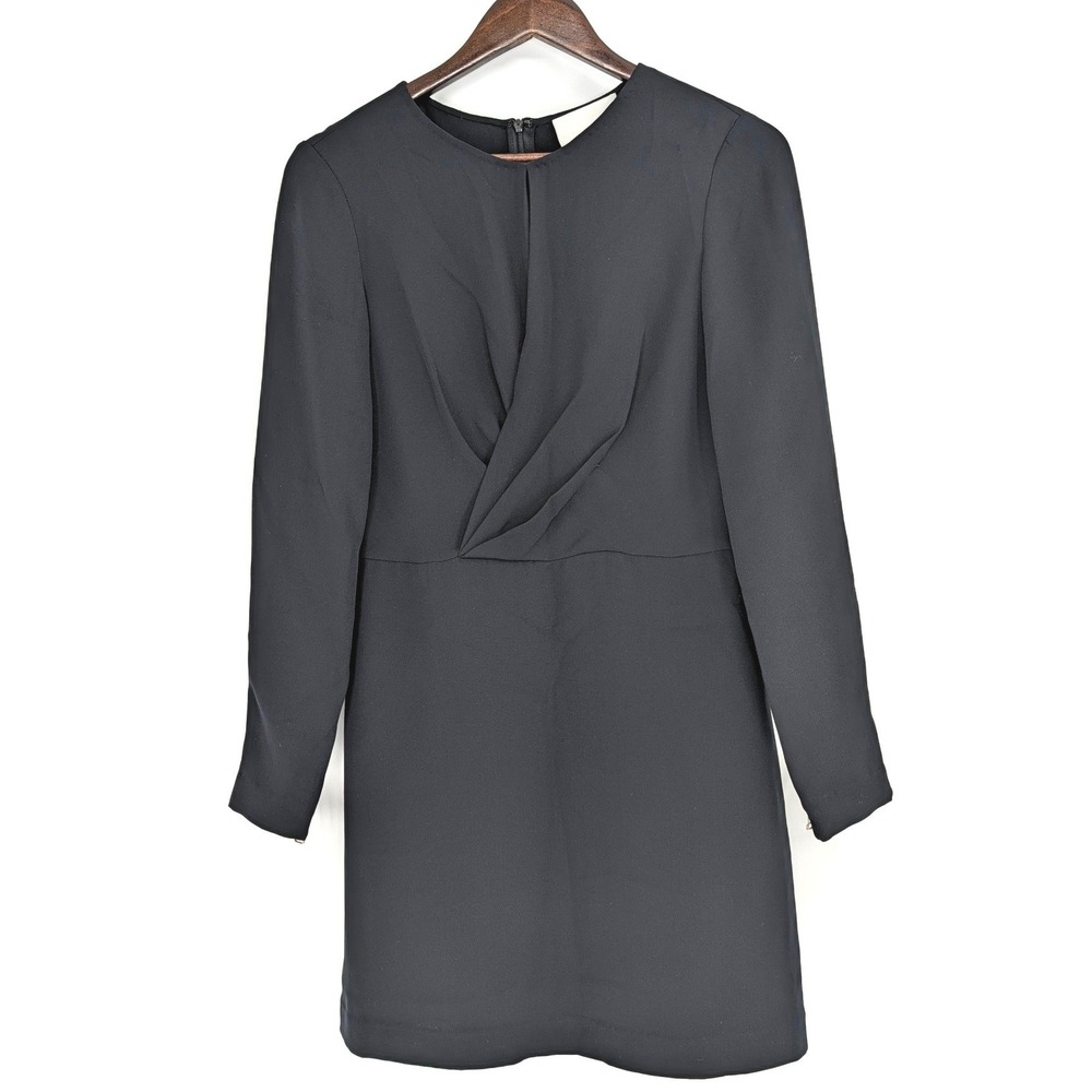 3.1 Phillip Lim Black 100% Silk Draped Long Sleeve Zip Cuff Dress Size 4